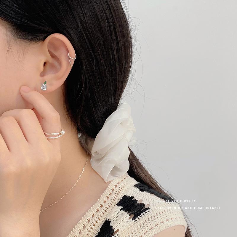 Cute Zircon Apple Earrings for Women Niche Design Peace and Blessing Earrings