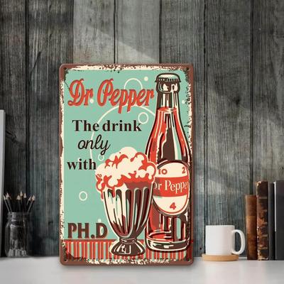 Letrero Metálico de Lata Vintage Dr Pepper Advertencia Animal Divertido Navidad Cueva de Hombre Cola Decoración Hogar Banda de Metal Cerveza Retro Restaurante Regalos