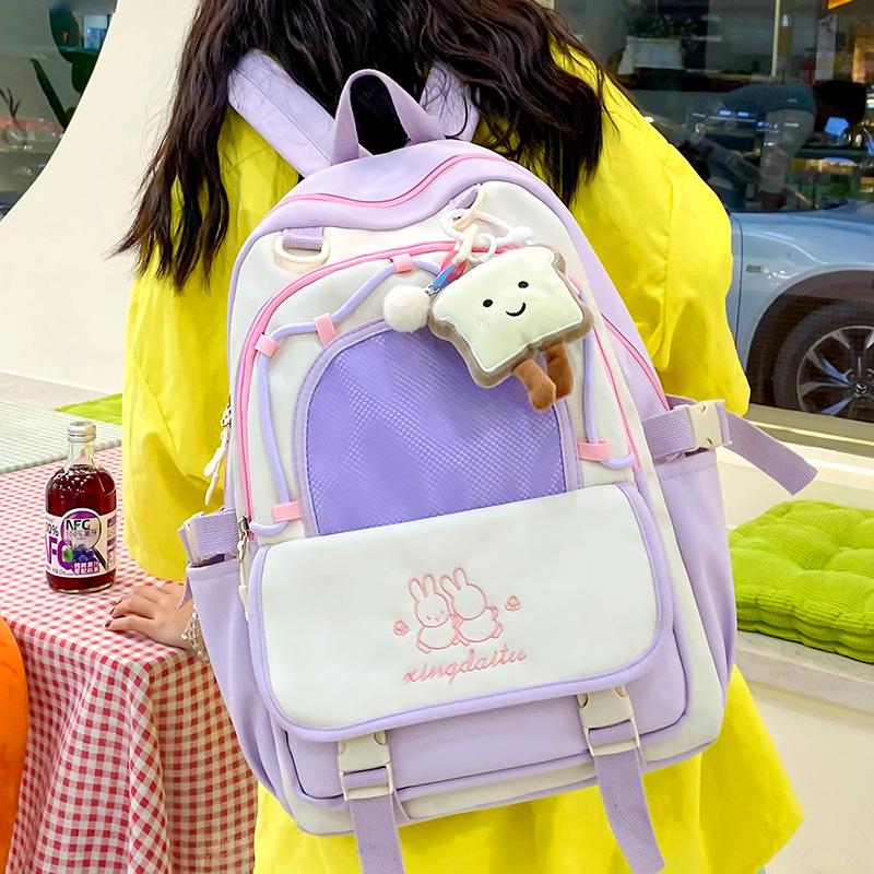 Children's Schoolbags  Elementary School Students  Junior High School Girls  High School Students Splicing Backpacks