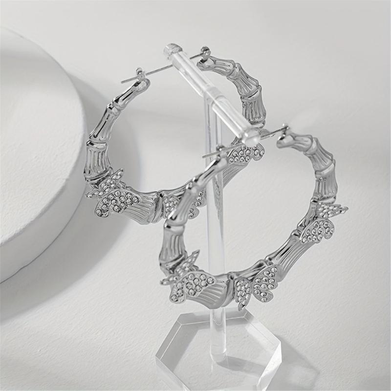 Stilvolle Schmetterling Kreis Ohrringe Hängeohrringe Bequemer Ohrschmuck Legierung Textur Geeignet für Alltag und Party