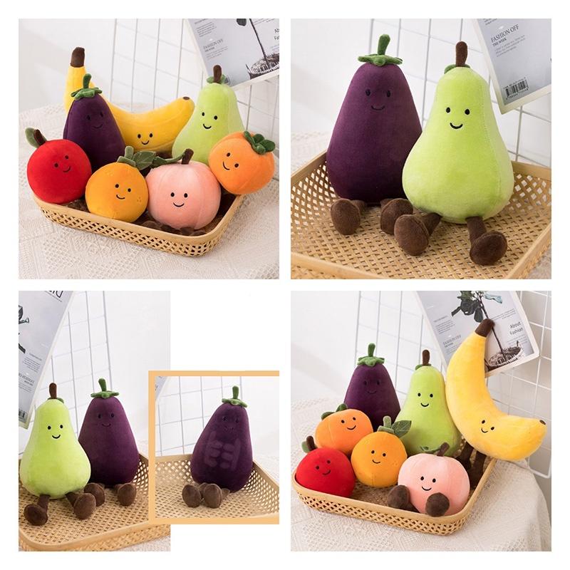 Adorable Fruit Party Plushies For Kids- Banana, Eggplant, Peach, And Pear Options!