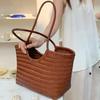 Drgon importiertes Rindsleder handgewebte Gemüsekorb Tasche Vintage Resort Stil Tragetasche Leder Damen Tasche