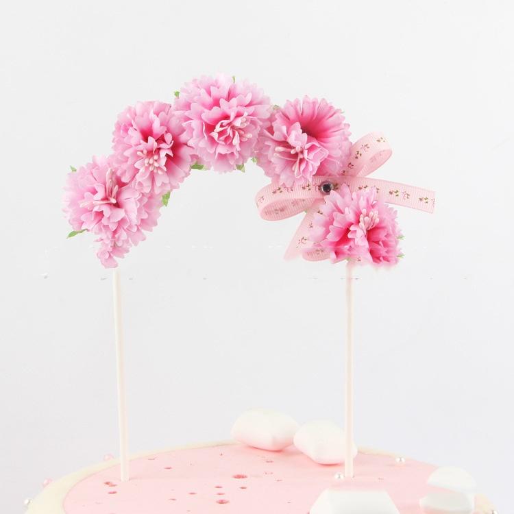1pcs Bow Flower Cake Topper for Wedding Party Decoration Dessert