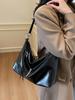 Large Capacity Commuting Tote Bag For Women Korean Style Casual Shopping One Shoulder Bags Solid Color PU Female Handbags