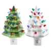Christmas LED Night Light Ceramic Decorations Vintage Xmas Tree Wall Plug In Night Lamp Nightlight Christmas Gifts Warm Light