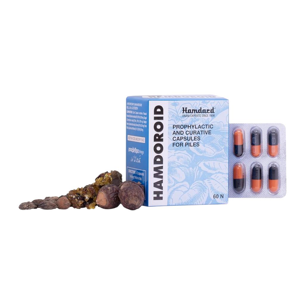 Hamdard Hamdoroid Unani Capsules 60 Capsules Pack Of 2 for Constipation Relief and Comfortable Bowel Movements