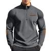 Men's Fleece-Lined Casual Half-Zip Stand Collar Patchwork Contrast Color Sweatshirt