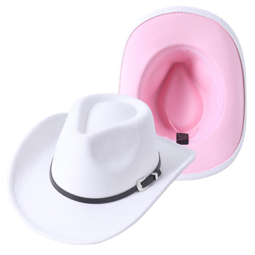 Cowboy hat European and American style big cowboy hat monochrome felt hat men and women big brim outdoor top hat