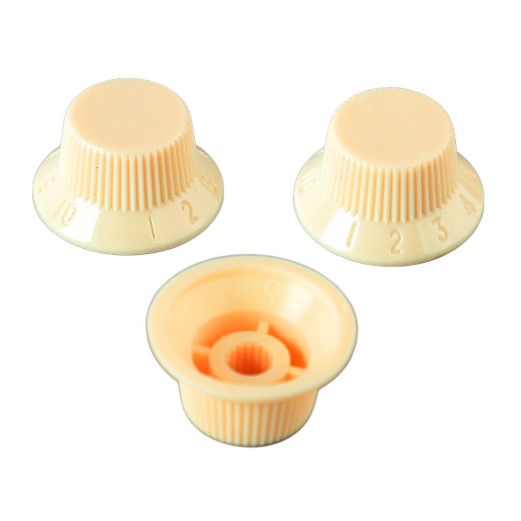 3 Stück Gitarren-Reglerknopf 1 Lautstärke 2 Ton passend Top Kunststoff Set Kit Instrument Zubehör Ersatz Gelb