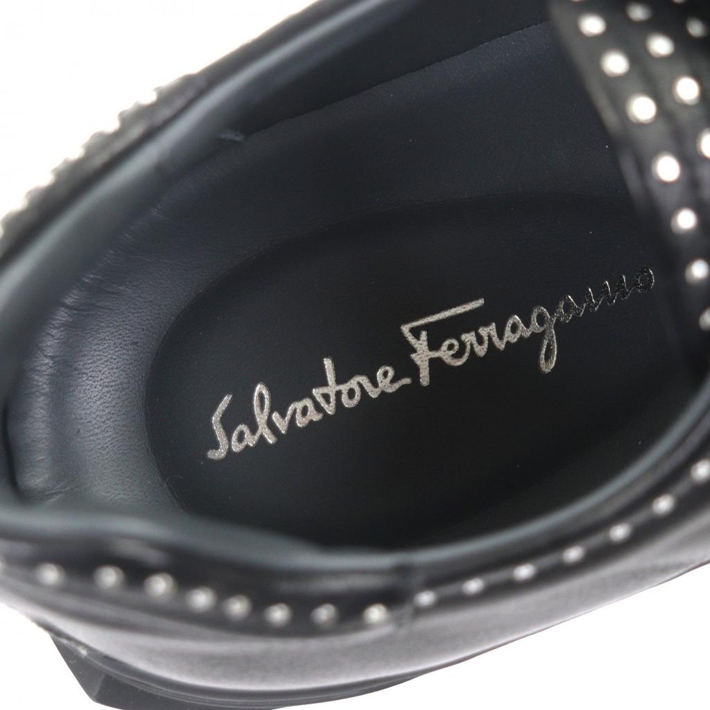 Excellent Salvatore Ferragamo Low Cut Sneakers Black Leather Mens 9 Used