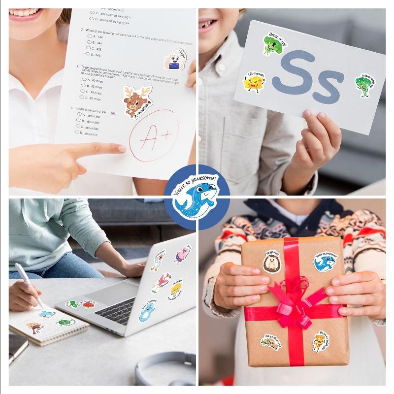 120PCS Encouraged Stickers Pun Homophonic Terrier Cartoon Fruit Cute Animal Kindergarten Enlightenment Kids Stickers