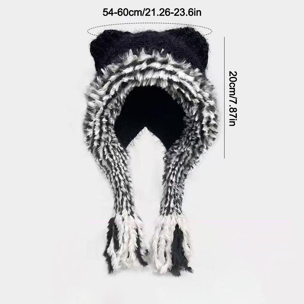 Cute Edge Winter Hat Ear Protection Warm Knitted Woolen Hat Windproof Thermal Beanie Cap Winter