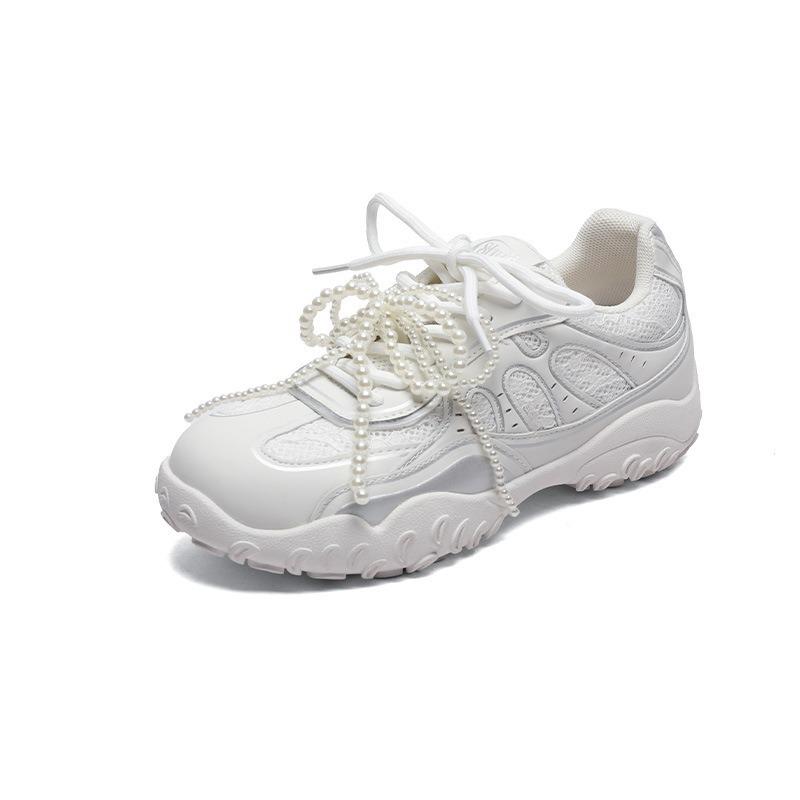 

Thick bottom women s spring and summer new pearl leather mesh breathable thick bottom 35 бежевый