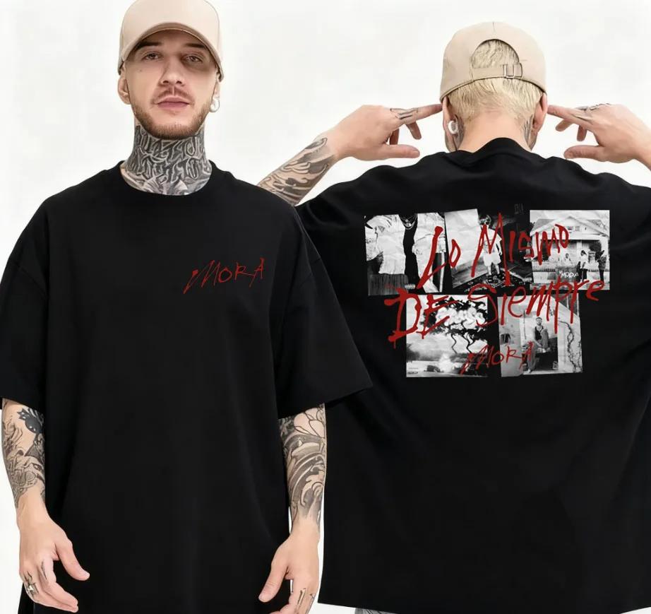 

Summer Rap Singer Mora Tour Pattern Tshirt 2026 Men Fashion Hip Hop Retro Cotton Short Sleeve Loose Casual Shirt Mens Clothing 4XL