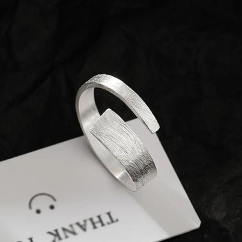 925 Sterling Silver Large Open Geometric Rings Bohemian Unique Simple Ring for Women Minimalist Handmade Jewelry