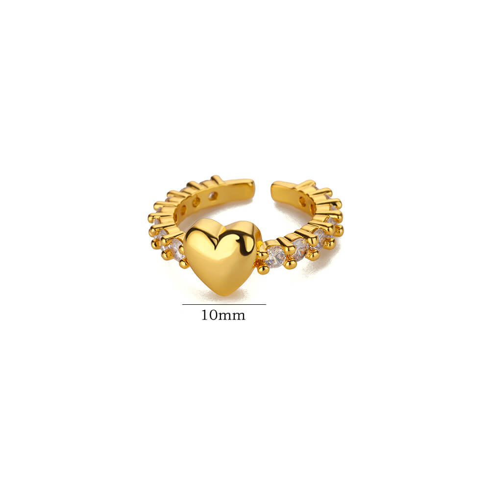 

Zircon Tiny Heart Ring For Women Stainless Steel Gold Color Opening Love Heart Finger Ring Femme Wedding Party Zircon Gift 2024