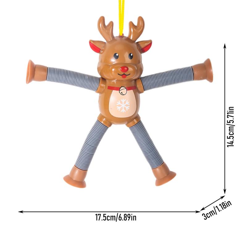 Telescopic Suction Cup Ornament Anti-stress Squeeze Ornament Santa Claus Snowman Gingerbread Man Elk Sensory Bellows Telescopic