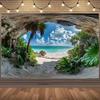 Fundo de Praia com Impressão Plana 2D Vista de Caverna Decoração para Cabine de Fotos de Festa