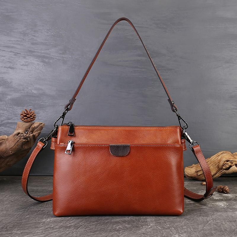 Johnature Genuine Leather Women's Bag Versatile Armpit Bag Commuting Multi-layer Shoulder Crossbody Bag