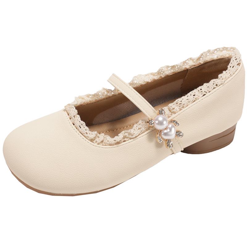 Fashion beige retro flat bottom shallow mouth single shoes women's summer 2025 new with skirt versatile soft sole Mary Jane shoes
