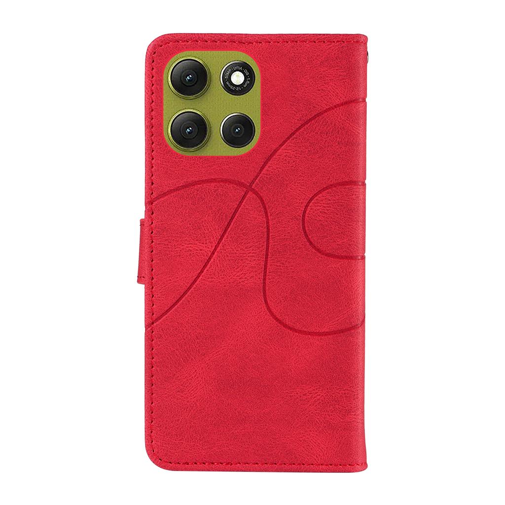 For Motorola Moto G86 5G Wallet Case Leather Phone Cover Stand with Curved Line Design