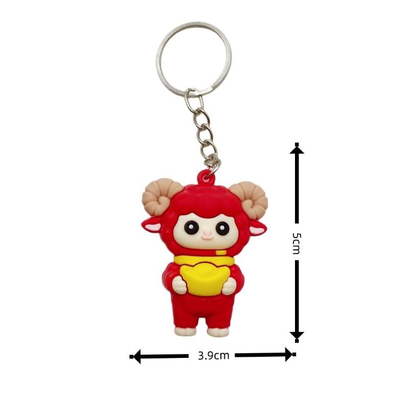 Cute Red Cartoon Sheep Keychain Soft Rubber Pendant Suitable For Christmas Gift Key Organizer Bag Decor
