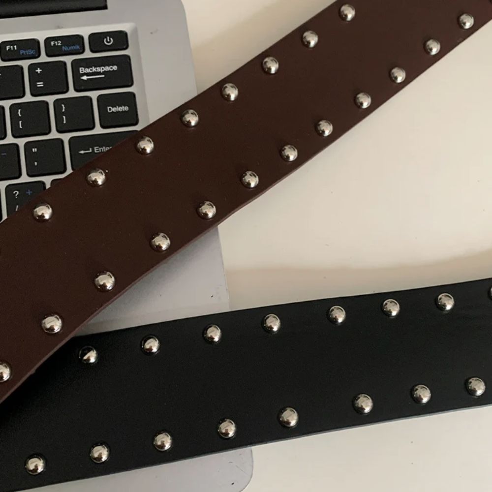 Punk Style Rivet Waist Belt Designer Dress Jeans Belt Heavy-Duty Wide Women's Belt  Streetwear
