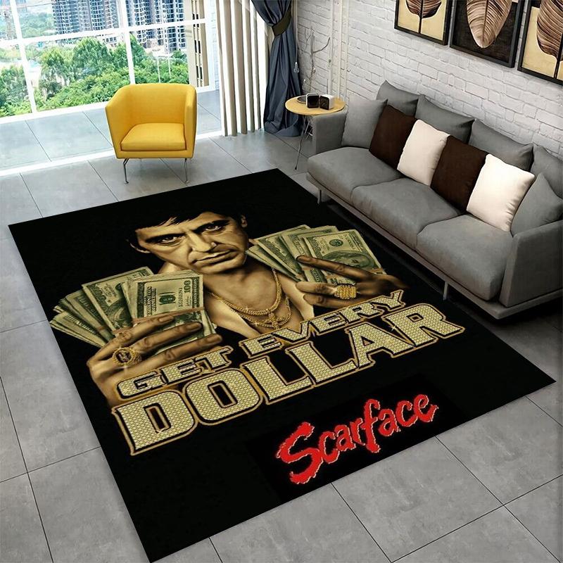 Retro Scarface Classic Movie Tony Carpet Rug for Playroom Bedroom Living Room Sofa Home Decor,kid Area Rug Non-slip Floor Mat