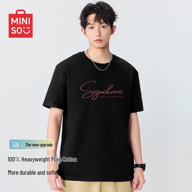 MINISO Men s Casual Pure Cotton Short-Sleeve T-Shirt 4XL