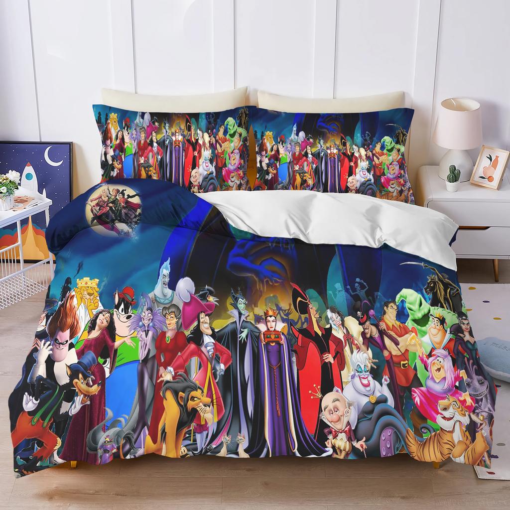 Disney Villains Maleficent Ursula Evil Queen Bedding Set Duvet Cover Comforter Sets Double Comforte 100% Polyester 3-Piece Set