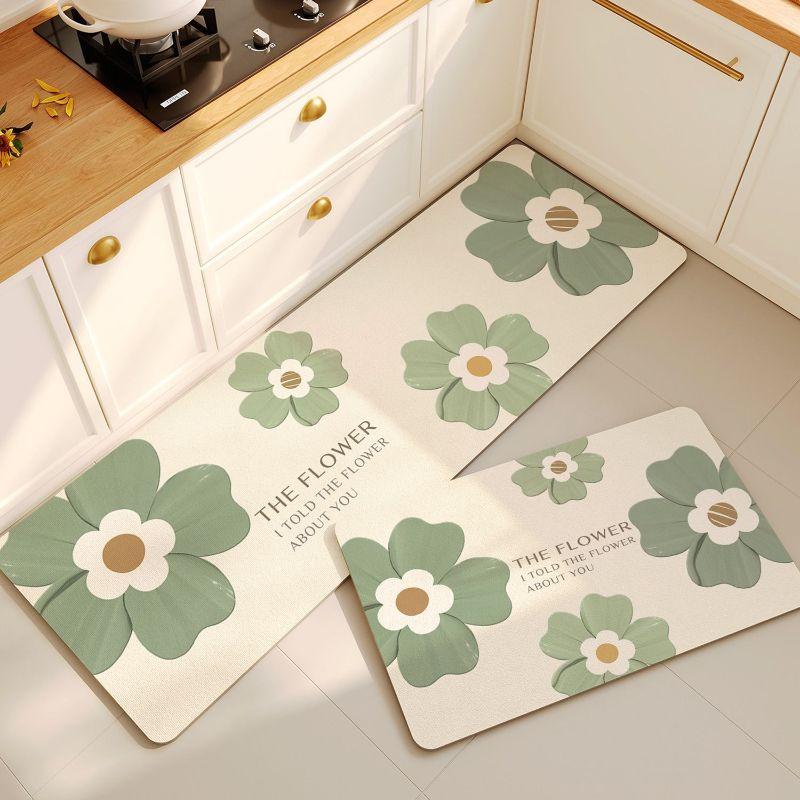 Korean Ins Style Kitchen Mat, Quick Drying Water Absorbing Non Slip Splash Proof Cushioned Floor Mat for Sink Area