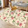 1 Stück Rose Floral rutschfester Boden Teppich Kompatibel für Büro & Wohnzimmer & Schlafzimmer & Esszimmer - Flach- Weich & Muster, Lebendige Farben-W298
