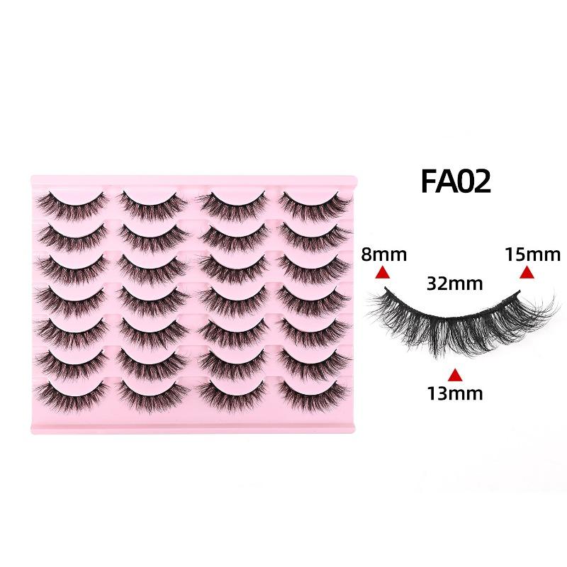 Cross-border European and American Style Flared Lashes, 14 Pairs of Thick, Curled, Naturally Three-dimensional One-piece Lashes