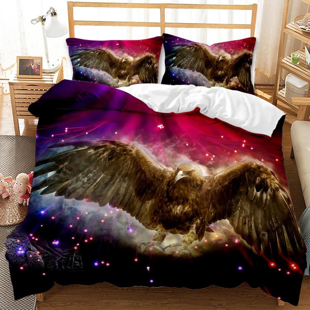 Bald Eagle Patriot United States Flag Duvet Cover Animal Wild Eagle Bedding Set American Flag King Queen Polyester Quilt Cover