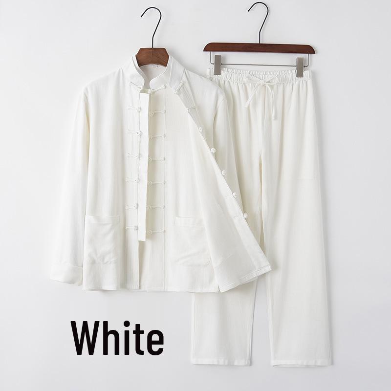 Men's Youth Linen Tang Suit - Chinese Style Zhongshan Jacket Hanfu Set