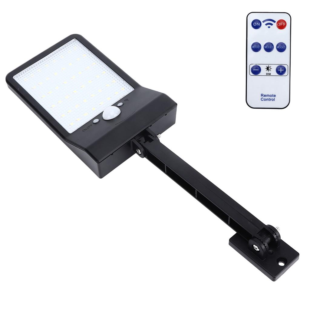 Outdoor Wall Solar Light 48 LEDs Security Motion Sensor Lamp for Garage Fence Patio Porch YardBlack