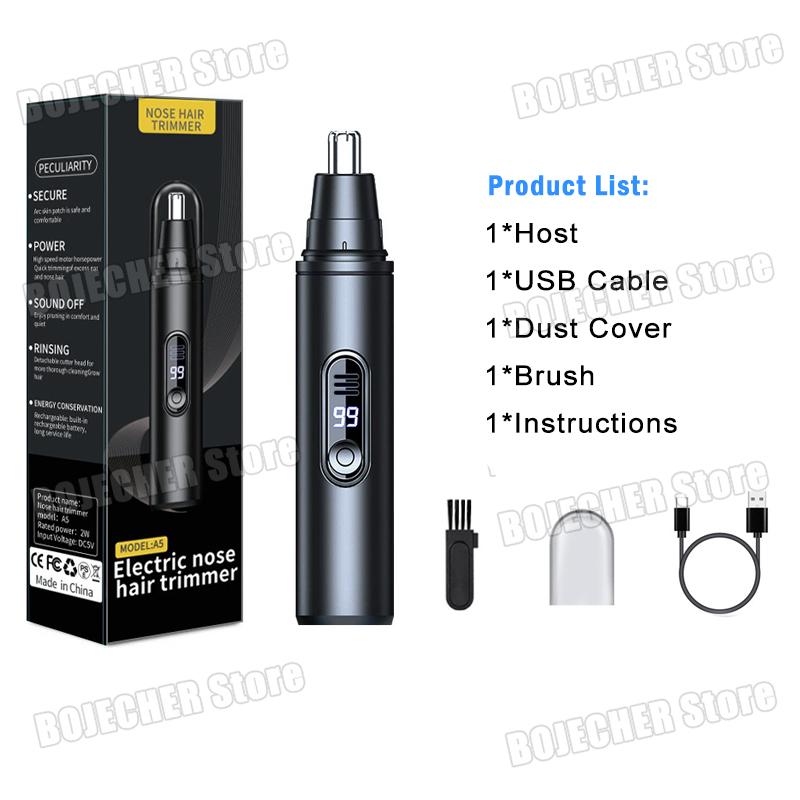 Mini Pocket Nose Hair Trimmer Rechargeable Painless Clipper Nose Ears Hair Waterproof Blade Portable Trimmer With Power Display