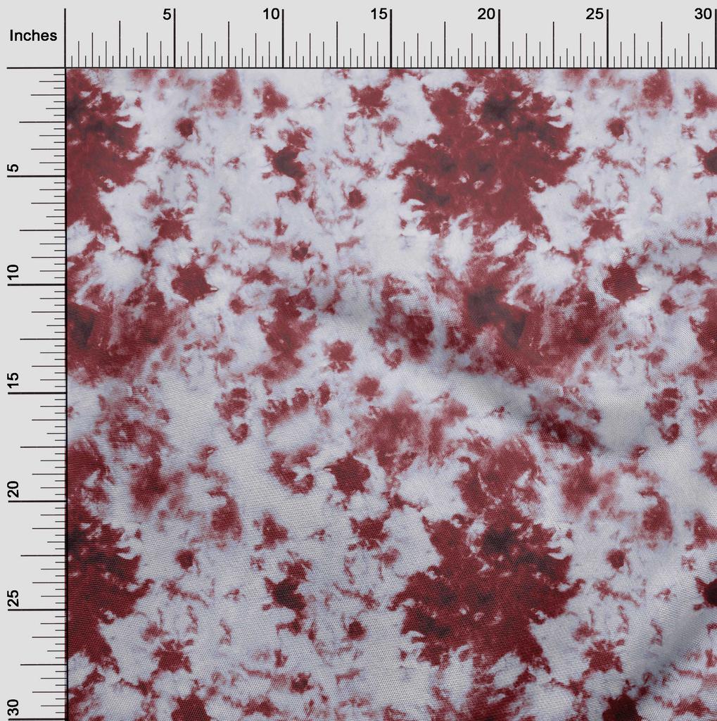 oneOone Cotton Flex Maroon Fabric Tie Dye Fabric For Sewing Printed Craft Fabric By The Yard 40 Inch
