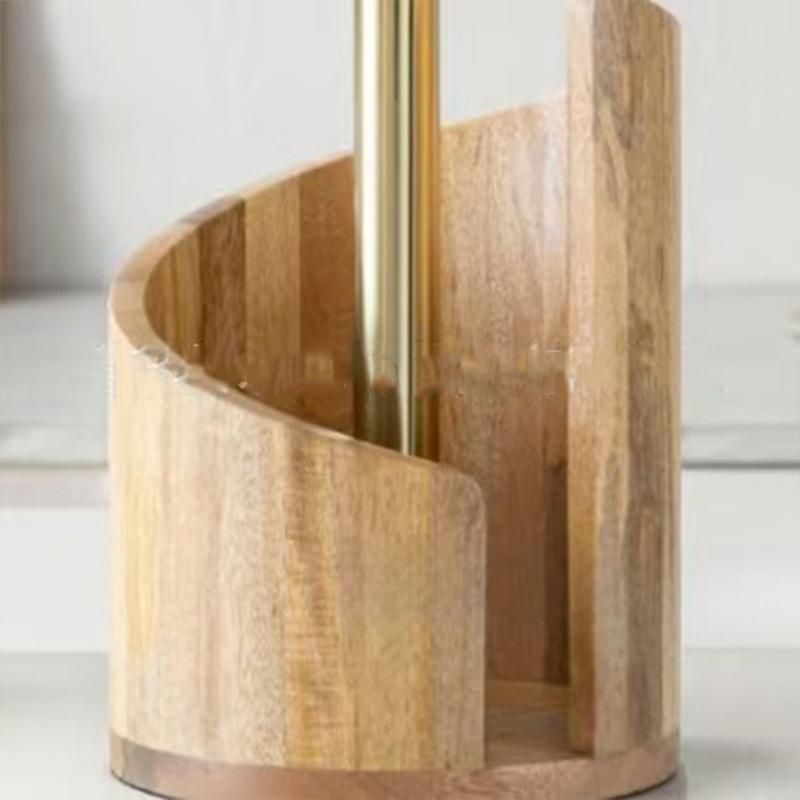 Spiral Wave Wooden Paper Towel Holder, Modern Kitchen Countertop Organizer for Bathroom and Kitchen, Tissue Dispenser Stand