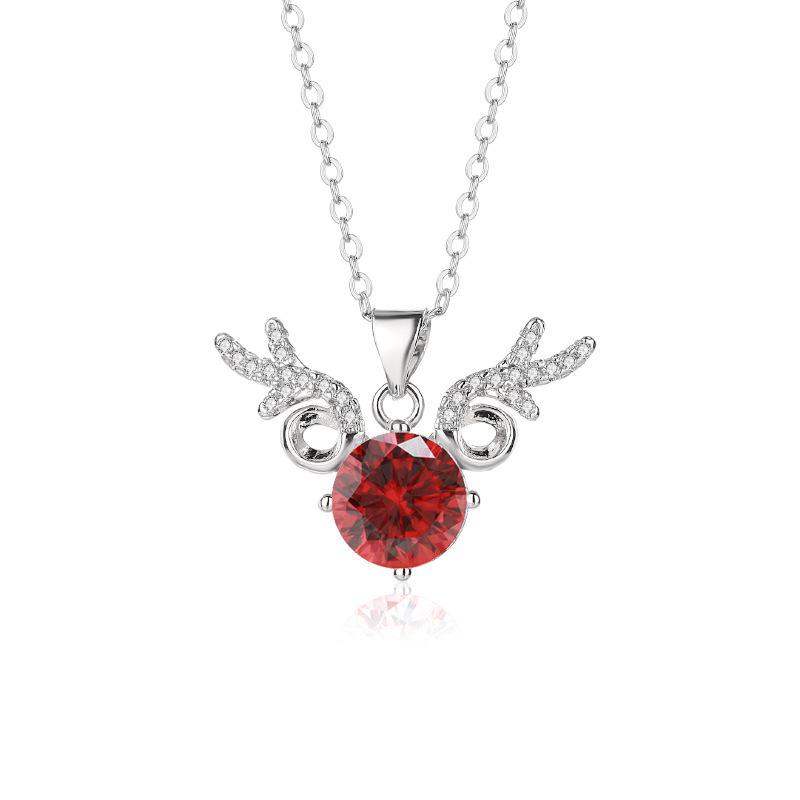 Zircon Elk Pendant Necklace with Copper Inlay and Jade for a Safe Journey - Valentine's Day Clavicle Gift