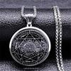 1Pc Seven Archangels Medal Stainless Steel Glass Necklace Solomon Talisman Necklace Protective Jewelry Medal