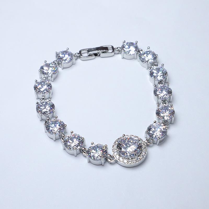 

Модный женский браслет с овальными микро-вставками из циркона 17cm length, 5.5mm thickness, 16.3g weight белый