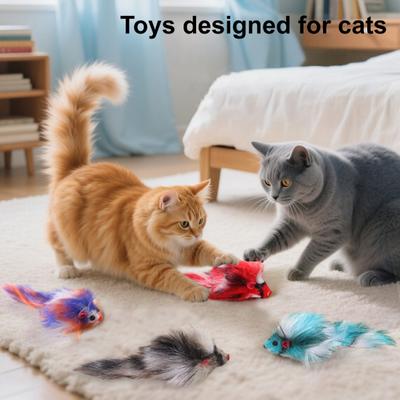 Peluş Fare Kedi Oyuncağı Renkli Suni Kürk Yavru Kedi Oyuncağı İç Mekan Kedileri için İnteraktif Avcılık İçgüdüsü Oyuncağı