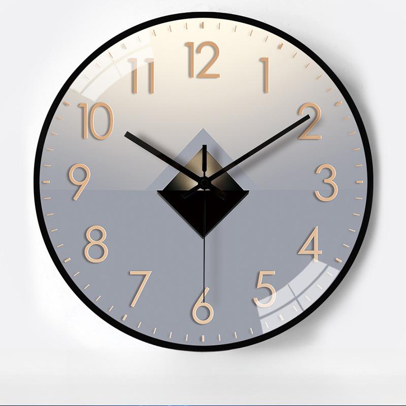 12-Inch 30Cm Light And Luxurious Light And Shadow Automatic Time-Sensitive Radio Clock Home Living Room Bedroom Mute Clock Hanging