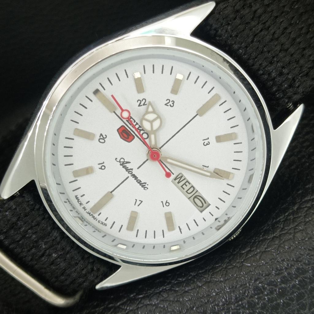 

VINTAGE REFURBISHED SEIKO 5 AUTOMATIC 6309A JAPAN MENS WHITE WATCH a442804-1