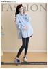 2025 Spring/Autumn Korean Style Cotton Casual Maternity Shirt - Trendy Plus Size Mid-Length for Moms
