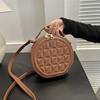Ladies' Crossbody Bag Fashi Casual Small Round Bag Pu Handbag Student Shoulder Bag Classic Solid Color Armpit Bag