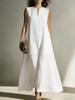 Spring and summer European and American new women's casual simple cotton linen sleeveless dress