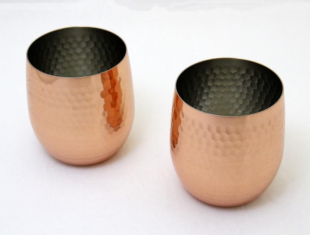 Castle Enterprise Asahi's "Kokoro No Kiwami" Pure Copper Rocks Cups (2-Piece Gift Set) In Gift Packaging
