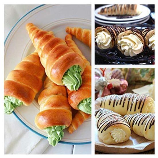 Stampo per croissant a spirale in acciaio inox a forma di cono appuntito, strumento per la cottura al forno